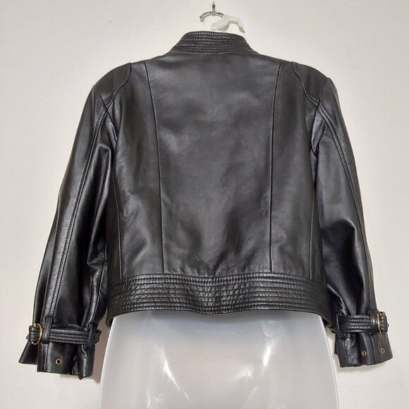 Vintage Arden B Leather Moto Cropped Jacket - Good Condition - Large - Picture 3 of 9